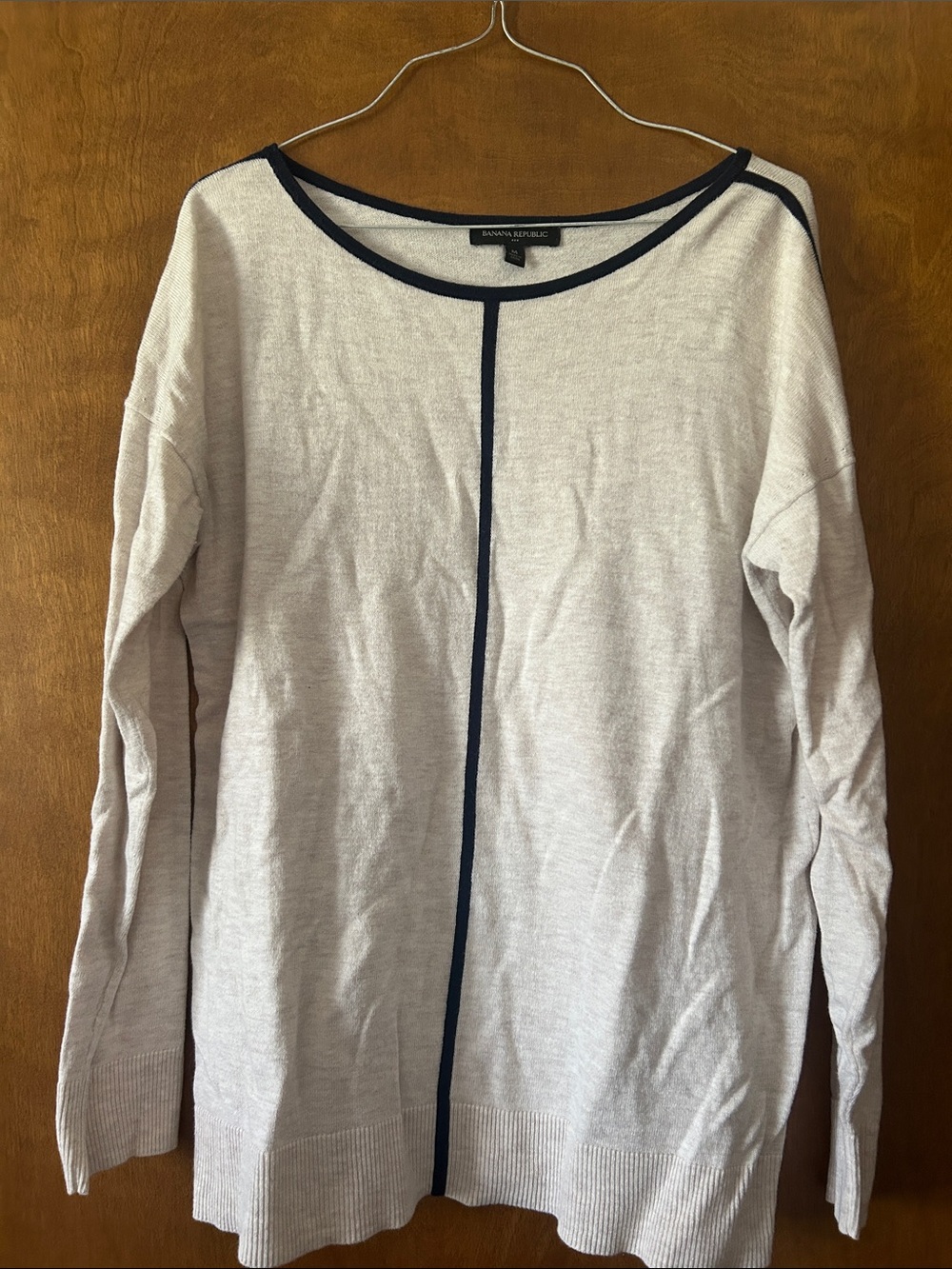 Banana Republic Light Tan Sweater with Navy Contrast